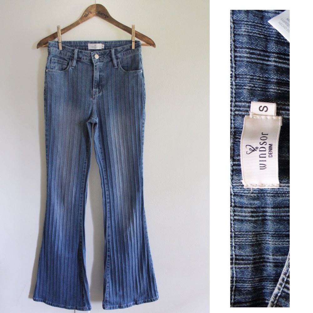 Windsor Retro Textured Striped Flare Jeans Small